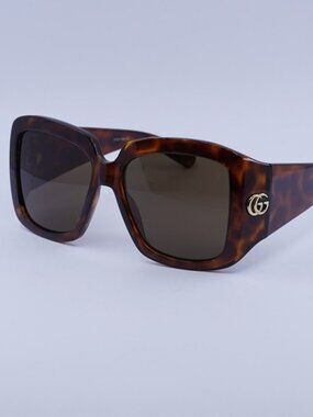 Gucci GG1402S 002 Sunglasses Havana Square Frame, Brown Lenses